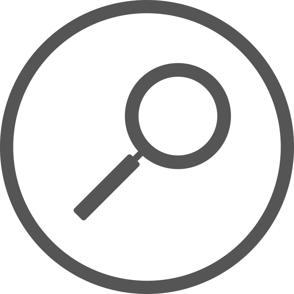 Image of a magnifying glass within a circle illustration